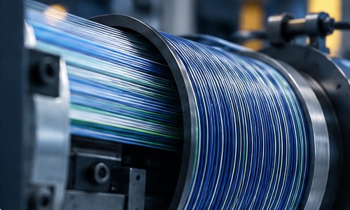 Illustrative fiber optic manufacturing imagery